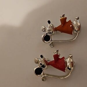 2 Silvertone Mouse Dressed Pins